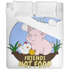 Friends Not Food - Cute Pig And Chicken Duvet Cover Double Side (california King Size) by Valentinaart