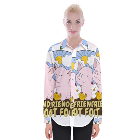 Friends Not Food - Cute Pig And Chicken Womens Long Sleeve Shirt by Valentinaart