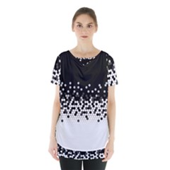 Flat Tech Camouflage Black And White Skirt Hem Sports Top