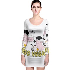 Friends Not Food - Cute Pig And Chicken Long Sleeve Bodycon Dress by Valentinaart