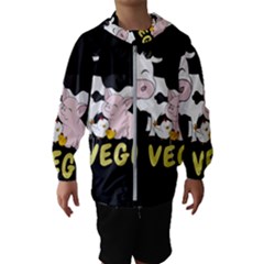 Friends Not Food - Cute Cow, Pig And Chicken Hooded Wind Breaker (kids) by Valentinaart