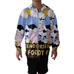 Friends Not Food - Cute Cow, Pig And Chicken Hooded Wind Breaker (kids) by Valentinaart