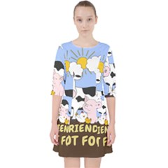 Friends Not Food - Cute Cow, Pig And Chicken Pocket Dress by Valentinaart