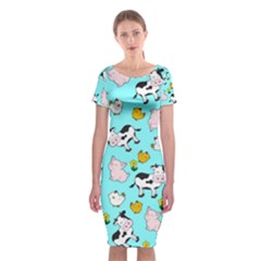 The Farm Pattern Classic Short Sleeve Midi Dress by Valentinaart