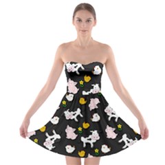 The Farm Pattern Strapless Bra Top Dress by Valentinaart