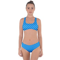 Blue Polka Dots Criss Cross Bikini Set by jumpercat