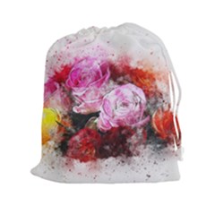 Flowers Roses Wedding Bouquet Art Drawstring Pouches (xxl) by Nexatart