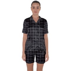 Background Weaving Black Metal Satin Short Sleeve Pyjamas Set by Nexatart