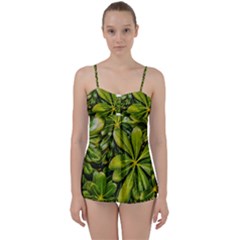 Top View Leaves Babydoll Tankini Set by dflcprints