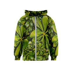 Top View Leaves Kids  Zipper Hoodie by dflcprints