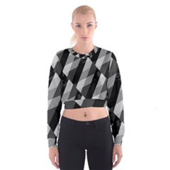 Black And White Grunge Striped Pattern Cropped Sweatshirt by dflcprints