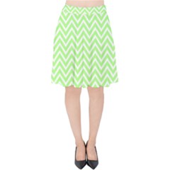 Green Chevron Velvet High Waist Skirt