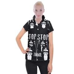 Stop Animal Testing - Chimpanzee  Women s Button Up Puffer Vest by Valentinaart