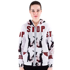 Stop Animal Testing - Rabbits  Women s Zipper Hoodie by Valentinaart