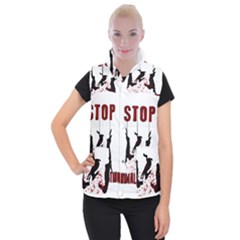 Stop Animal Testing - Rabbits  Women s Button Up Puffer Vest by Valentinaart