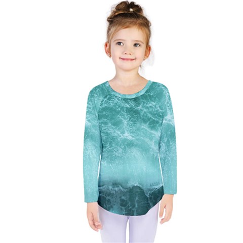 Green Ocean Splash Kids  Long Sleeve Tee by snowwhitegirl