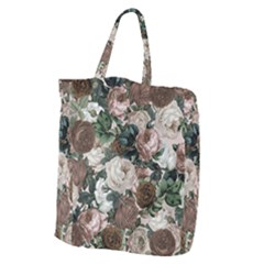 Rose Bushes Brown Giant Grocery Zipper Tote