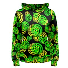 Neon Yellow And Green Circles On Black Women s Pullover Hoodie by PodArtist