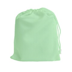    Classic Mint Green & White Herringbone Pattern Drawstring Pouches (xxl) by PodArtist