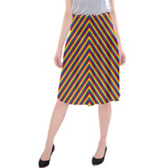 Gay Pride Flag Rainbow Chevron Stripe Midi Beach Skirt by PodArtist