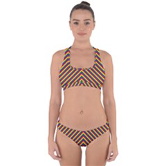 Gay Pride Flag Rainbow Chevron Stripe Cross Back Hipster Bikini Set by PodArtist