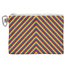 Gay Pride Flag Rainbow Chevron Stripe Canvas Cosmetic Bag (xl) by PodArtist