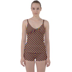 Gay Pride Flag Candy Cane Diagonal Stripe Tie Front Two Piece Tankini by PodArtist