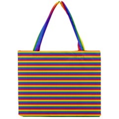 Horizontal Gay Pride Rainbow Flag Pin Stripes Mini Tote Bag by PodArtist