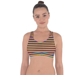 Horizontal Gay Pride Rainbow Flag Pin Stripes Cross String Back Sports Bra by PodArtist