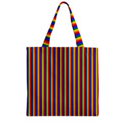 Vertical Gay Pride Rainbow Flag Pin Stripes Zipper Grocery Tote Bag by PodArtist