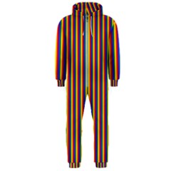 Vertical Gay Pride Rainbow Flag Pin Stripes Hooded Jumpsuit (men)  by PodArtist