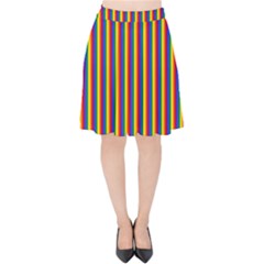 Vertical Gay Pride Rainbow Flag Pin Stripes Velvet High Waist Skirt by PodArtist