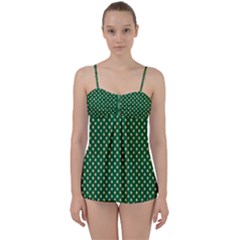 Irish Flag Green White Orange On Green St  Patrick s Day Ireland Babydoll Tankini Set by PodArtist