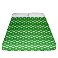 White Heart-shaped Clover On Green St  Patrick s Day Fitted Sheet (king Size) by PodArtist