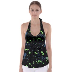 Dark Splatter Abstract Babydoll Tankini Top by dflcprints