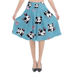 Panda Pattern Flared Midi Skirt by Valentinaart