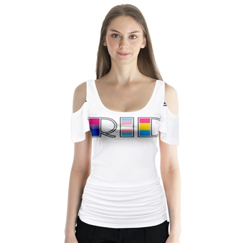 Pride Butterfly Sleeve Cutout Tee  by Valentinaart