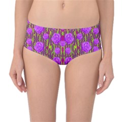 Roses Dancing On A Tulip Field Of Festive Colors Mid-waist Bikini Bottoms by pepitasart