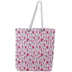 Watercolor Spring Flowers Pattern Full Print Rope Handle Tote (large) by TastefulDesigns