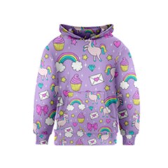 Cute Unicorn Pattern Kids  Pullover Hoodie by Valentinaart