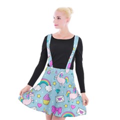 Cute Unicorn Pattern Suspender Skater Skirt by Valentinaart