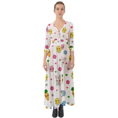 Easter Kawaii Pattern Button Up Boho Maxi Dress by Valentinaart