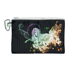 Wonderful Unicorn With Flowers Canvas Cosmetic Bag (large) by FantasyWorld7