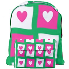 Pink Hearts Valentine Love Checks Giant Full Print Backpack by Nexatart