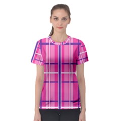 Gingham Hot Pink Navy White Women s Sport Mesh Tee