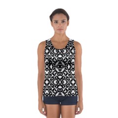 Black And White Geometric Pattern Sport Tank Top 