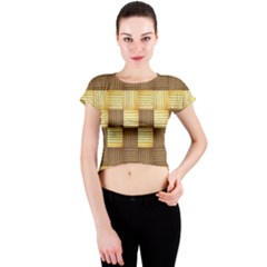 Wood Texture Grain Weave Dark Crew Neck Crop Top by Nexatart