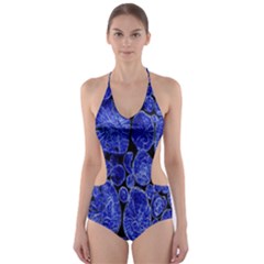 Neon Abstract Cobalt Blue Wood Cut-out One Piece Swimsuit by Nexatart