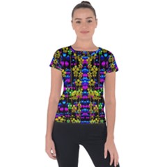 Flowers In The Most Beautiful  Dark Short Sleeve Sports Top  by pepitasart