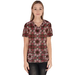 Oriental Ornate Pattern Scrub Top